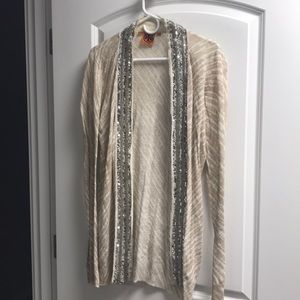 Tory Burch open cardigan with sequin detail
